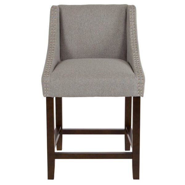 Carmel Series Grey Fabric/Wood Stool, 24