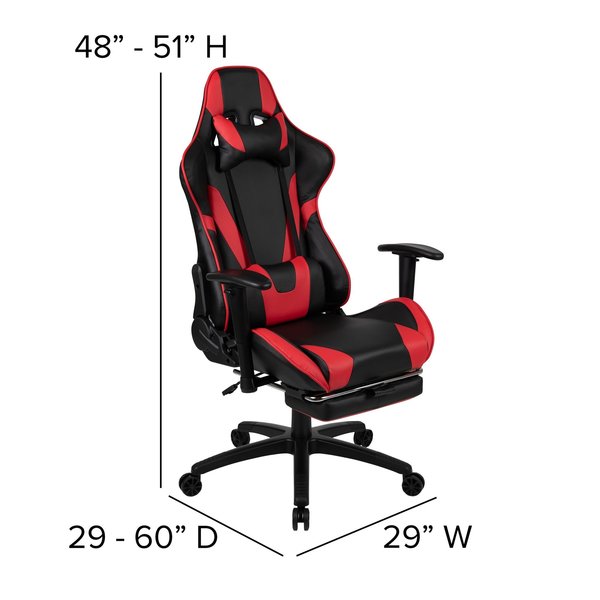 Red Reclining Gaming Chair with Footrest