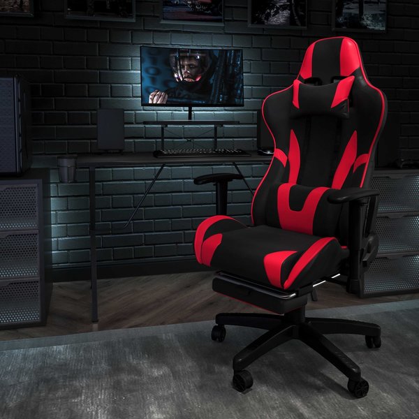 Red Reclining Gaming Chair with Footrest