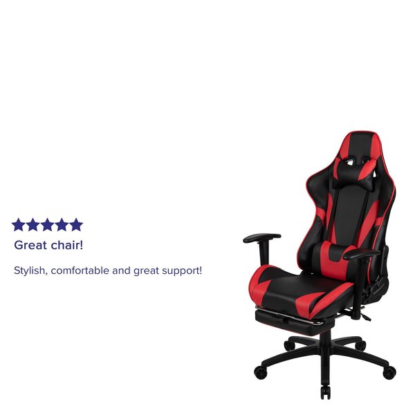 Red Reclining Gaming Chair with Footrest