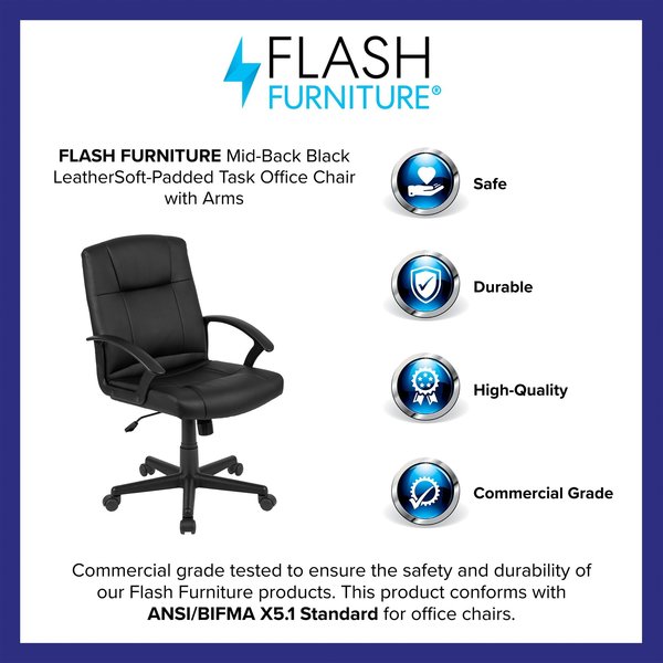 Leather Task Chair, Black
