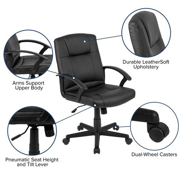Leather Task Chair, Black