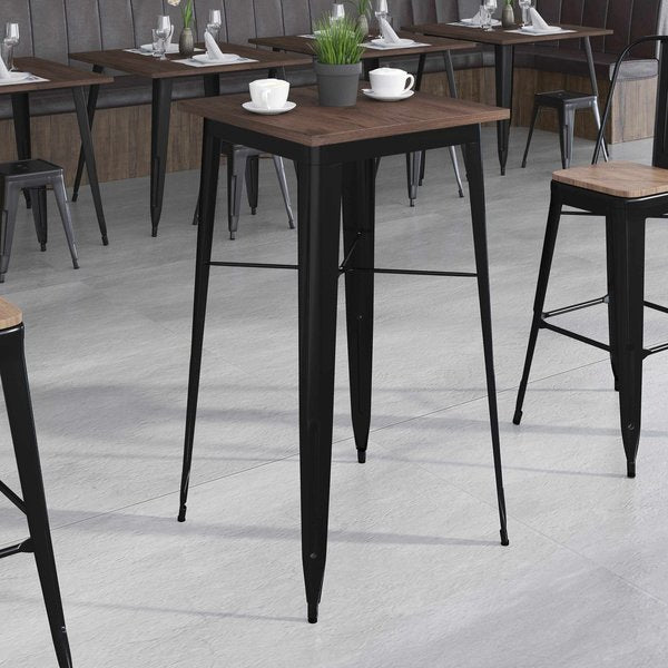 Square Black Metal Bar Table, 23.5