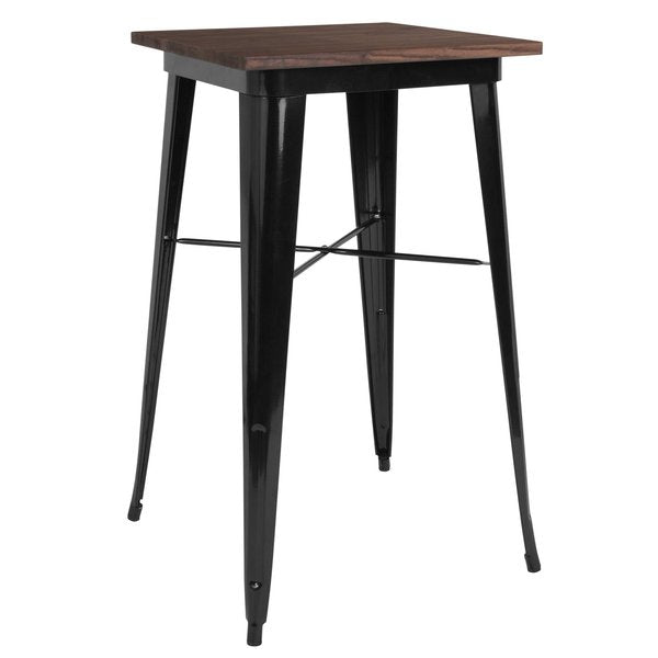 Square Black Metal Bar Table, 23.5