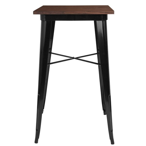 Square Black Metal Bar Table, 23.5