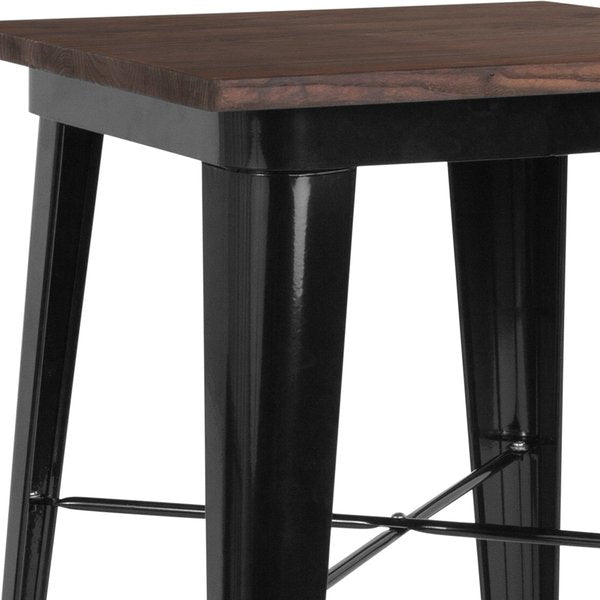 Square Black Metal Bar Table, 23.5