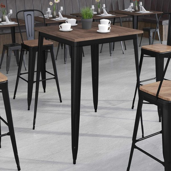 Square Black Metal Bar Table, 31.5