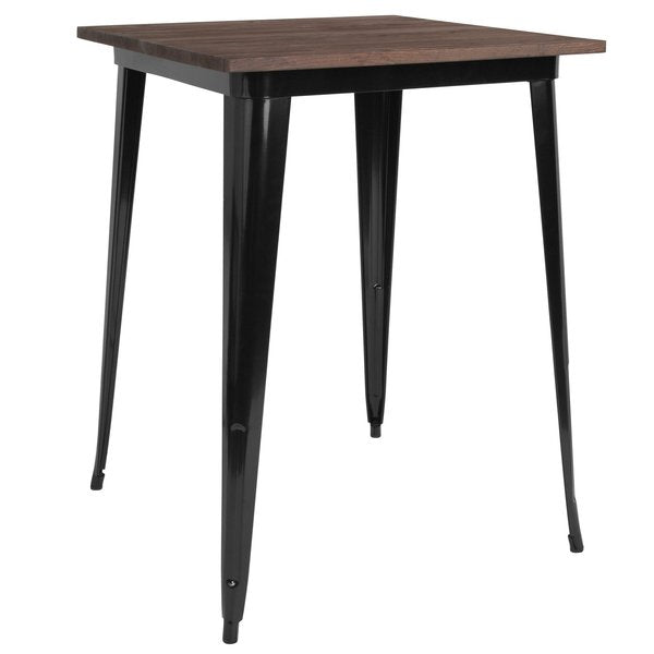 Square Black Metal Bar Table, 31.5