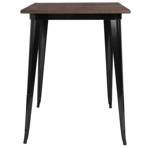 Square Black Metal Bar Table, 31.5