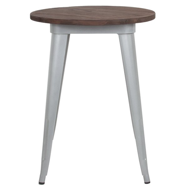 Round Silver Metal Indoor Table with Wal