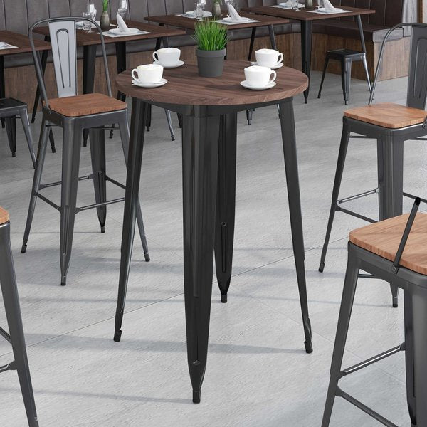 Round Black Metal Bar Table, 30