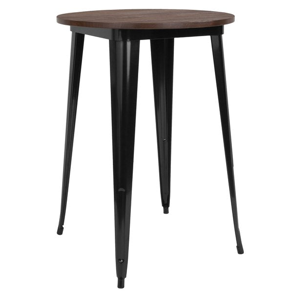 Round Black Metal Bar Table, 30