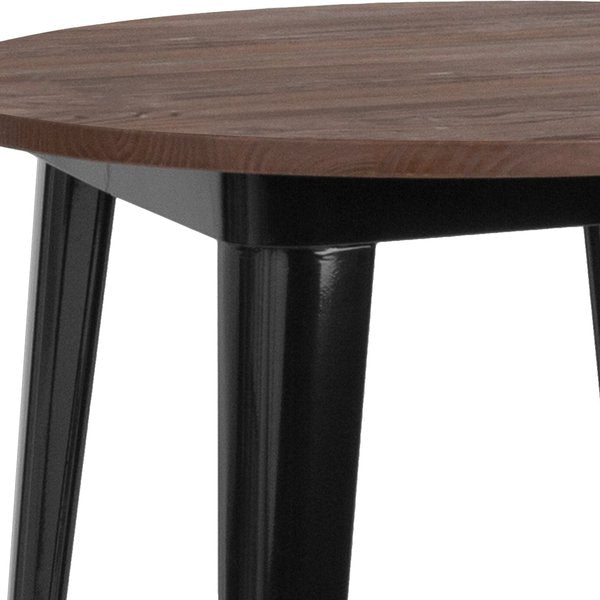 Round Black Metal Bar Table, 30