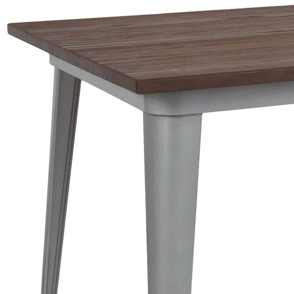 Rectangle Silver Metal Table, 30.25