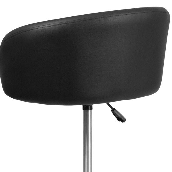 Black Vinyl Barstool, Adj Height, Backrest: Barrel Back