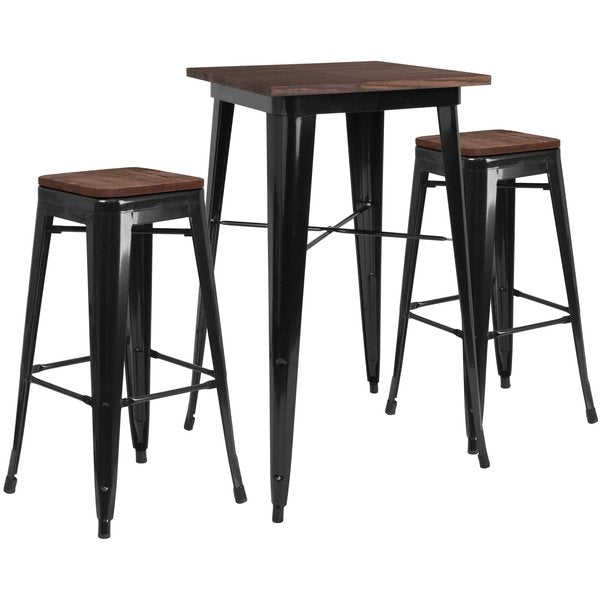 Square Black Metal Bar Set, 23.5