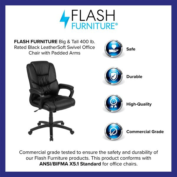 Black Big & Tall Leather Chair