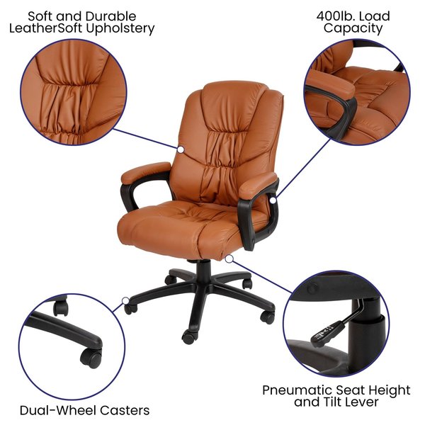 400 lb. Big & Tall Brown LeatherSoft Office Chair