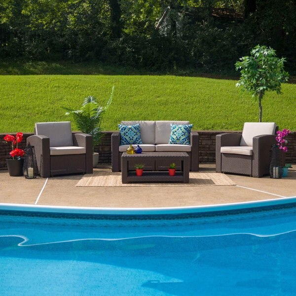 4 Piece Chocolate Brown Outdoor Faux Rattan Set