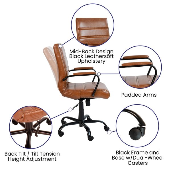 Mid-Back Brown/Black LeatherSoft Executive Swivel Chair