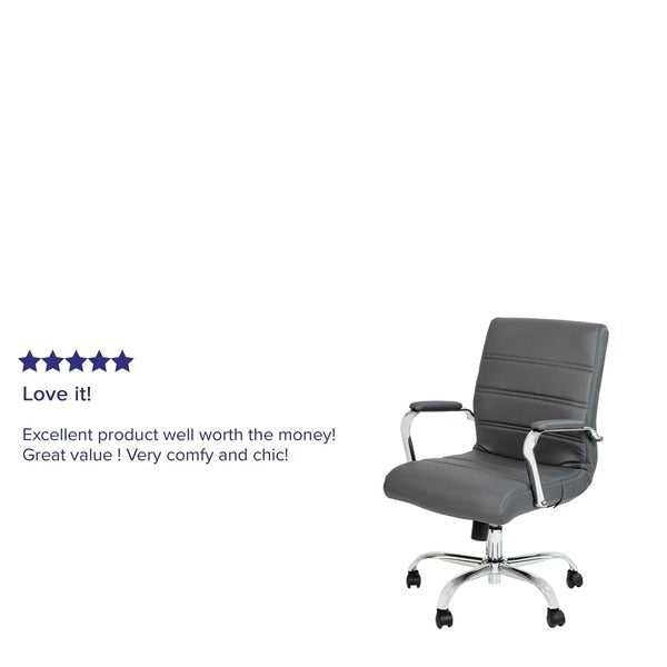 Mid-Back Gray/Chrome LeatherSoft Executive Swivel Chair