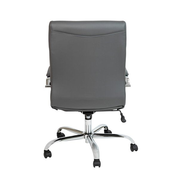 Mid-Back Gray/Chrome LeatherSoft Executive Swivel Chair
