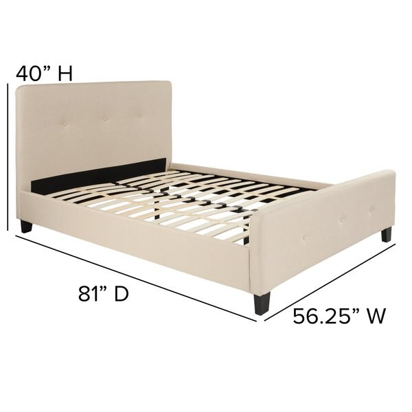 Platform Bed, Tribeca, Full, Beige