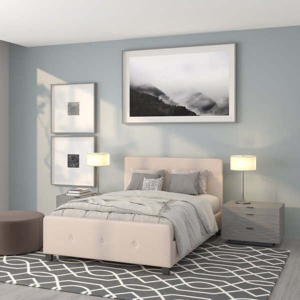 Platform Bed, Tribeca, Full, Beige