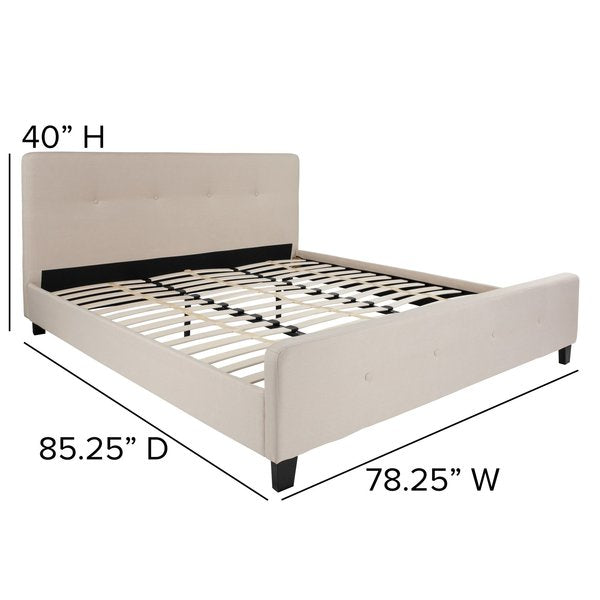 Platform Bed, Tribeca, King, Beige