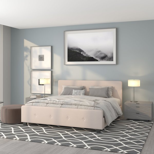 Platform Bed, Tribeca, King, Beige