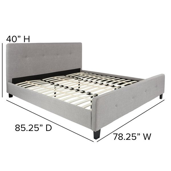 Platform Bed, Tribeca, King, Light Gray