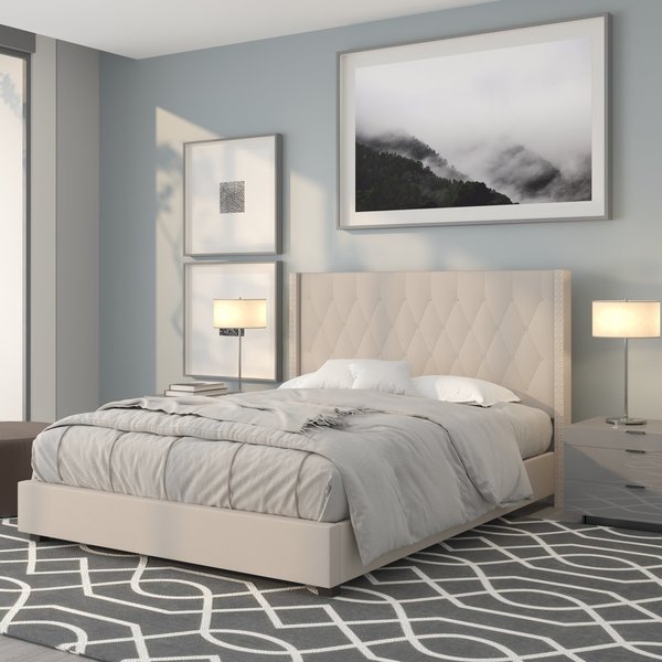 Platform Bed, Riverdale, Queen, Beige