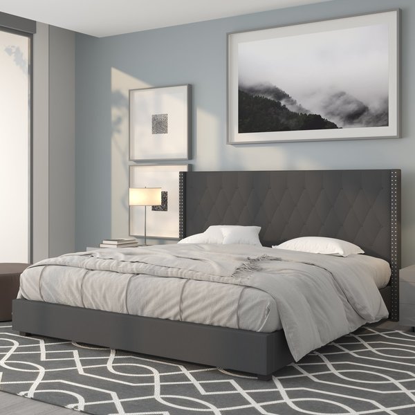 Platform Bed, Riverdale, King, Dark Gray
