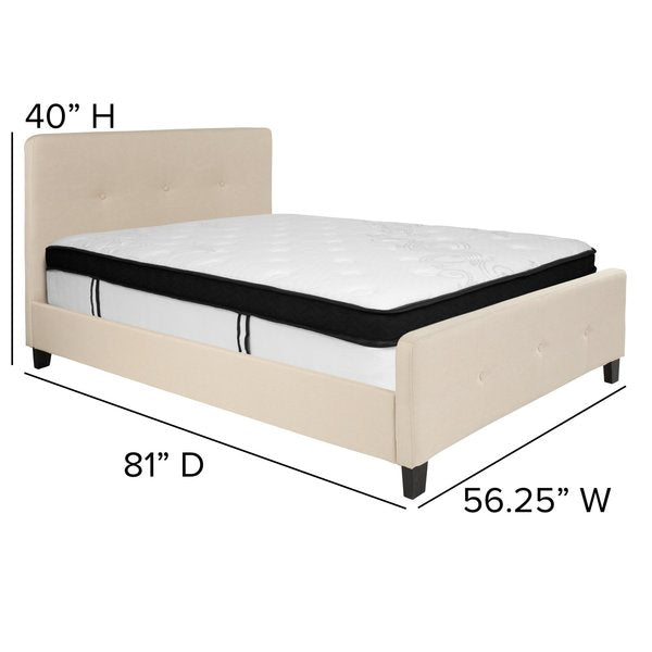 Full Platform Bed Set, Beige
