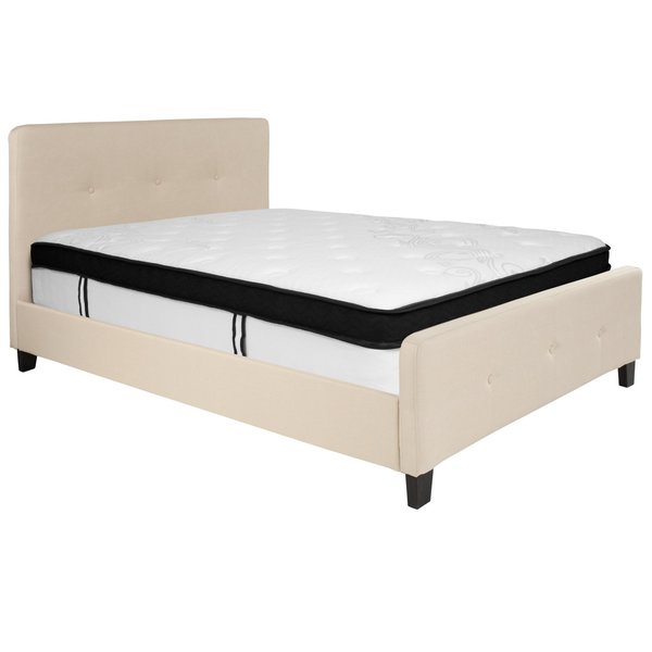 Full Platform Bed Set, Beige