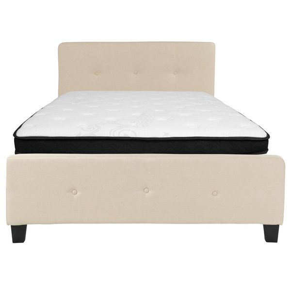 Full Platform Bed Set, Beige