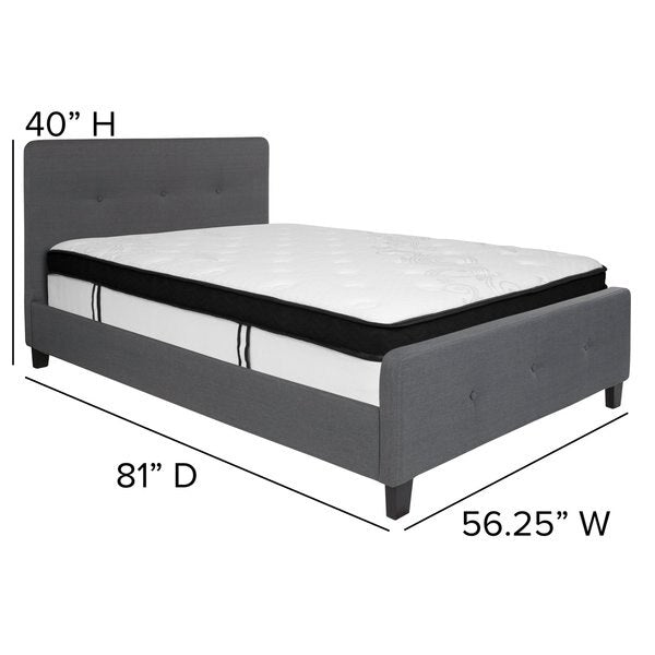 Full Platform Bed Set, Gray