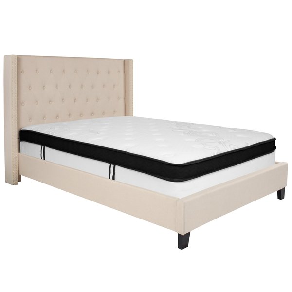 Full Platform Bed Set, Beige