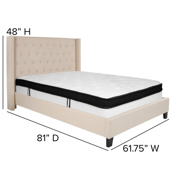 Full Platform Bed Set, Beige