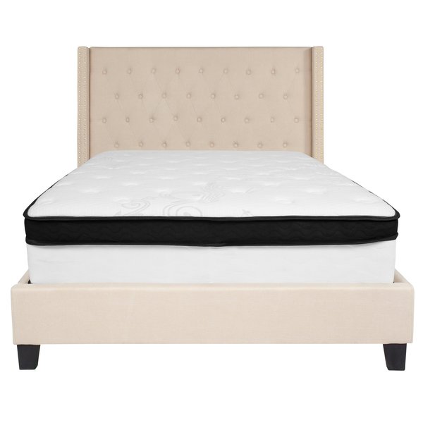 Full Platform Bed Set, Beige
