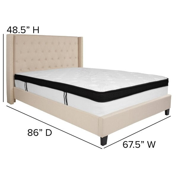 Queen Platform Bed Set, Beige