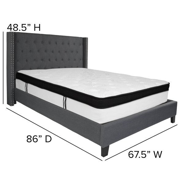 Queen Platform Bed Set, Gray