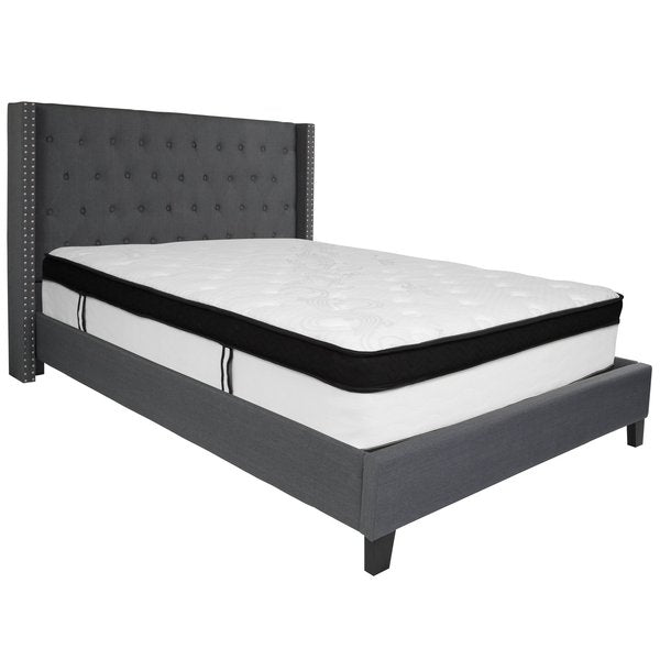 Queen Platform Bed Set, Gray