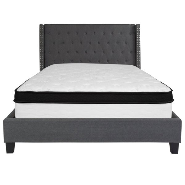 Queen Platform Bed Set, Gray