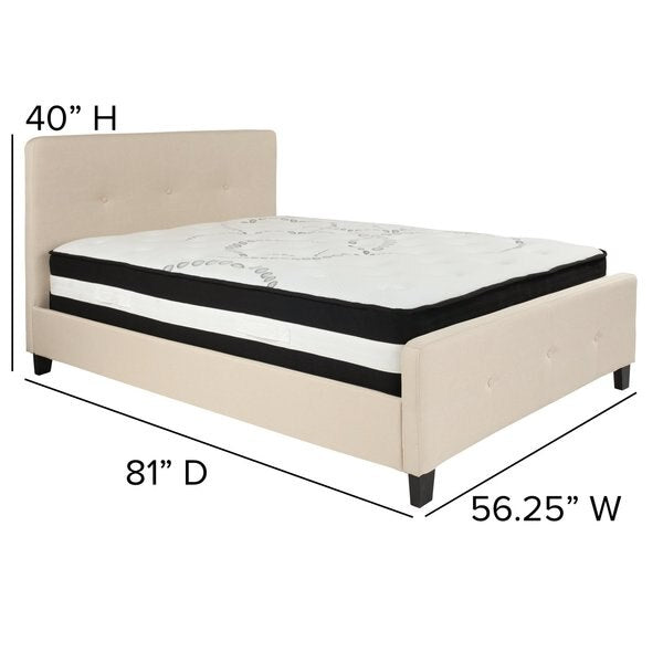 Platform Bed Set, Tribeca, Full, Beige