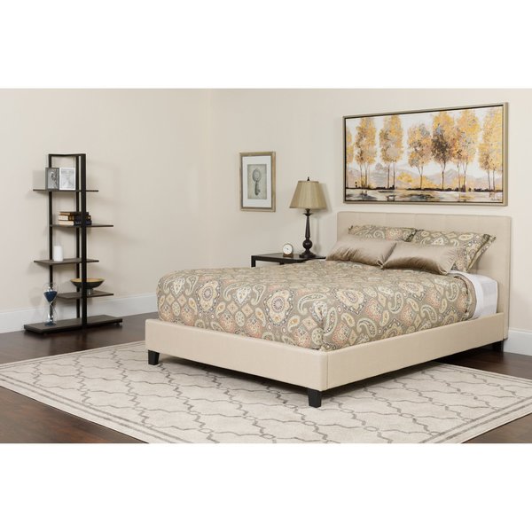 Platform Bed Set, Tribeca, Full, Beige