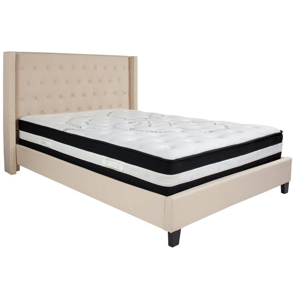 Platform Bed Set, Riverdale, Queen, Beige