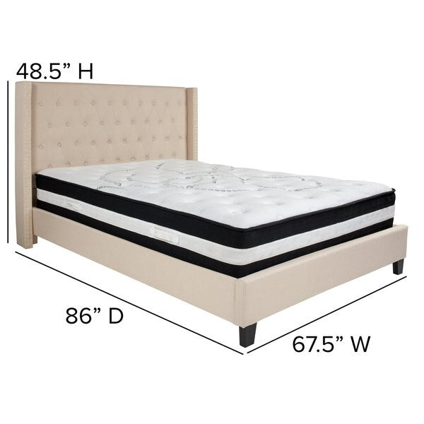 Platform Bed Set, Riverdale, Queen, Beige
