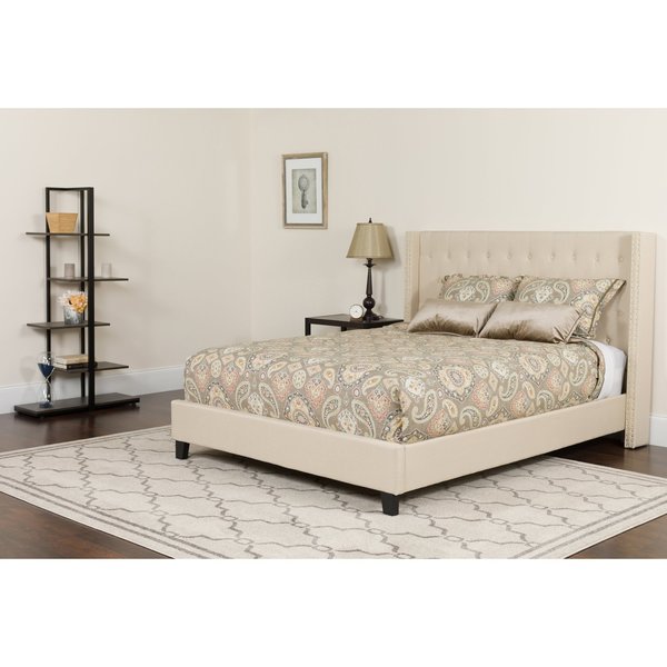 Platform Bed Set, Riverdale, Queen, Beige