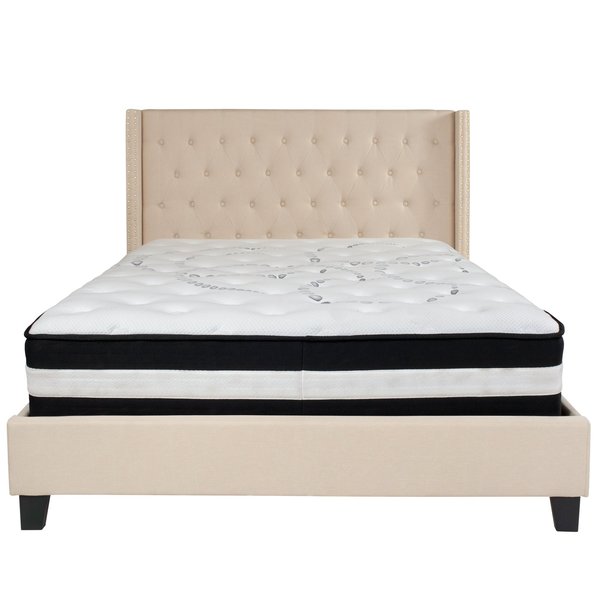 Platform Bed Set, Riverdale, Queen, Beige